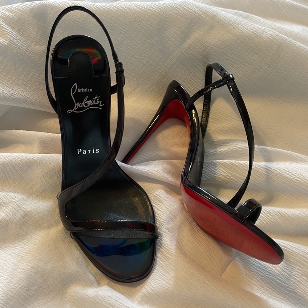 Christian Louboutin Strappy Heels (Rosalie Leather Red Sole)